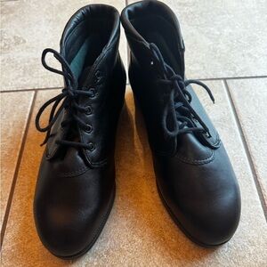 Vintage Red Wing Shoes Black Lace Up Women's Boots With Steel Toe